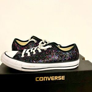 Converse Black/White Glitter low tops